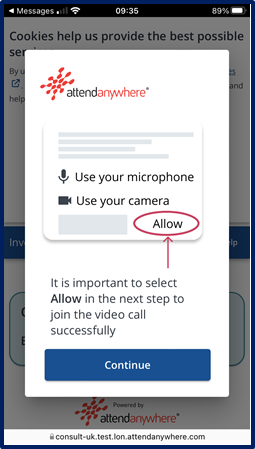 Step 1 to join video assessment