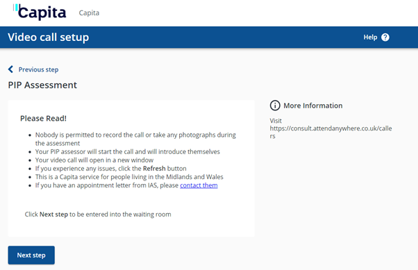 Step 3 PIP assessment information