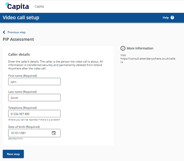 Step 4 caller details