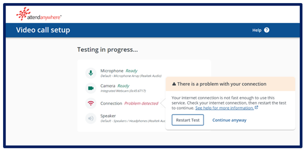 connecting error screen