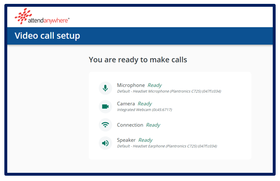 video call setup screen