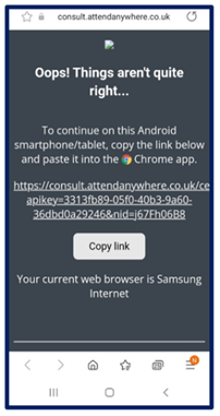 webpage error message screenshot